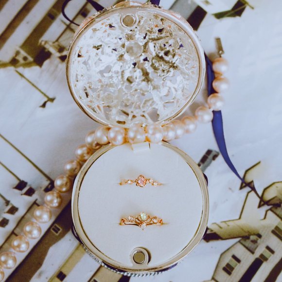 SOLD Rose Gold Vermeil Light Green Tiara Crown Ring - Picture 5 of 6